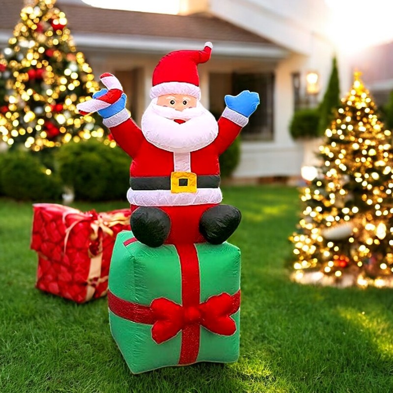 Santa Claus Stacking Gifts Christmas Decoration inflatable model Patio Props 1.8m Indoor and Outdoor Christmas Decoration Gifts
