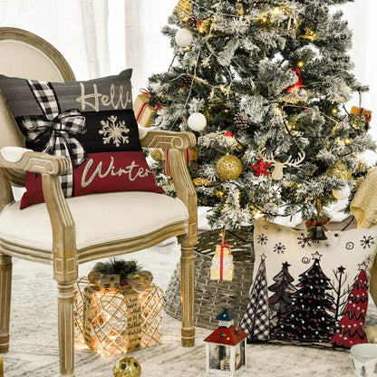 2 PCS Merry Christmas Joy Xmas Throw Pillow Cover Farmhuose  Holiday House Cushion Case Decoration Sofa Couch Living Room Decor